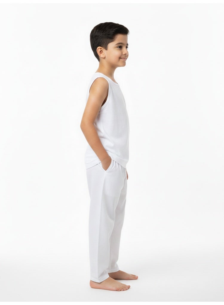 RAHMA COLLECTIONS Kids White Sirwal Pants | Elastic Waist Essential Under Kandora/Thobe wear, Lightweight Breathable Fabric, Comfortable and modest Traditional Arabic casual wear - Image 2